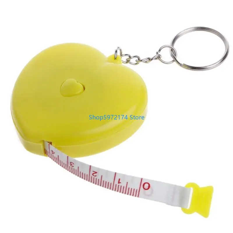 Y3NB Keychain Portable Retractable Ruler Heart-shaped Tape Measure 1.5m