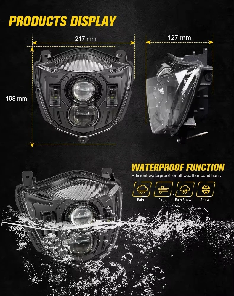Motorcycle LED Headlight Assembly for Yamaha Xt660r Xt660x 2004-2016 E-MARK E24 DRL Hi/Low Beam Dirt Bike Front Headlamp