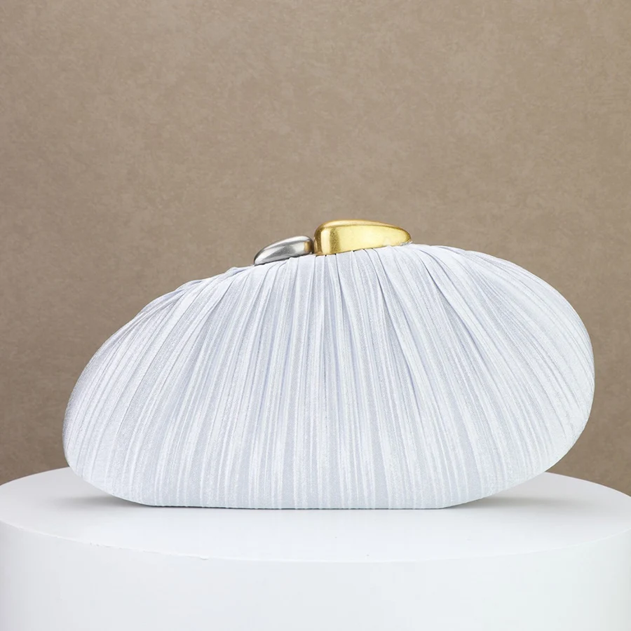 

Элегантные плиссированные вечерние сумки-клатчи нестандартной формы, акриловые, атласные, с цепочкой через плечо, для банкетов и свадебных торжеств