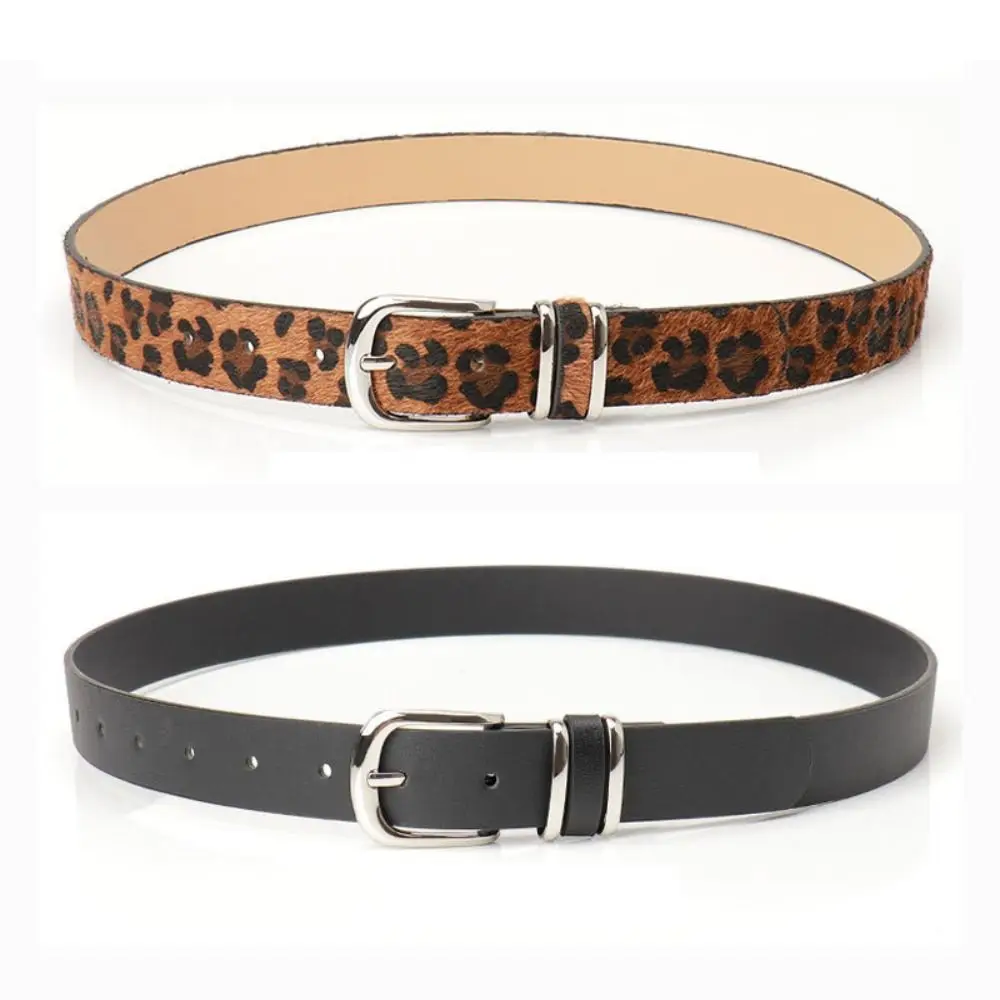Trendy Metal Buckle Women's Retro Belt Leopard Print All-match Waistband PU Leather Fashion Denim Belt Waist Chain