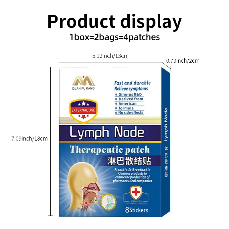 Drenagem Linfática Detox Patch, Gesso Herbal para Axila, Pescoço e Mama, Tratamento Anti-Waving, Fórmula Americana