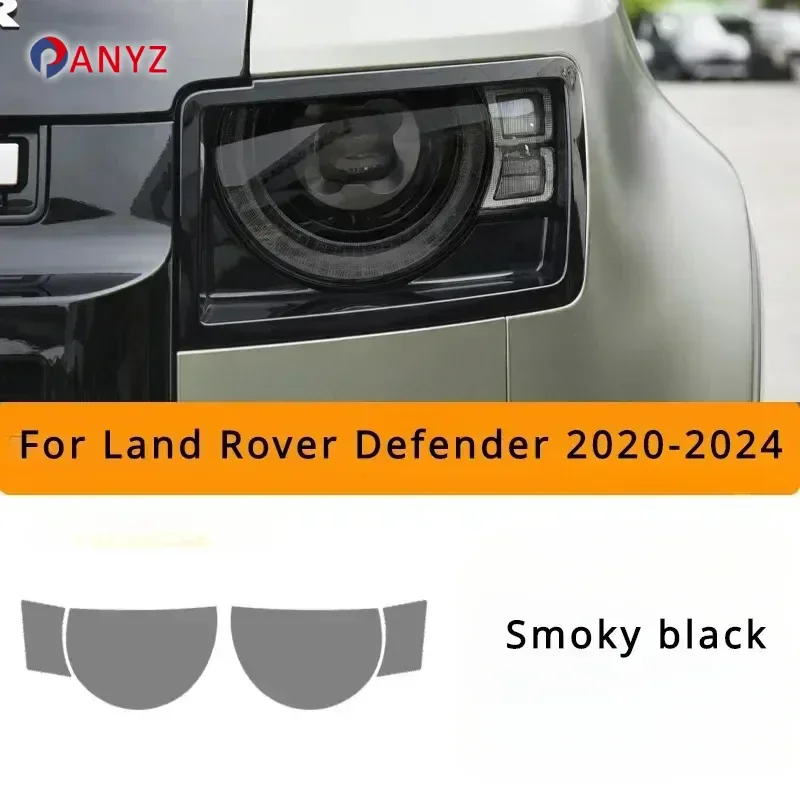 

For Land Rover Defender 2024-2020 Headlight Accessories Protective Film Headlamp Restoration Transparent Black TPU PPF Sticker