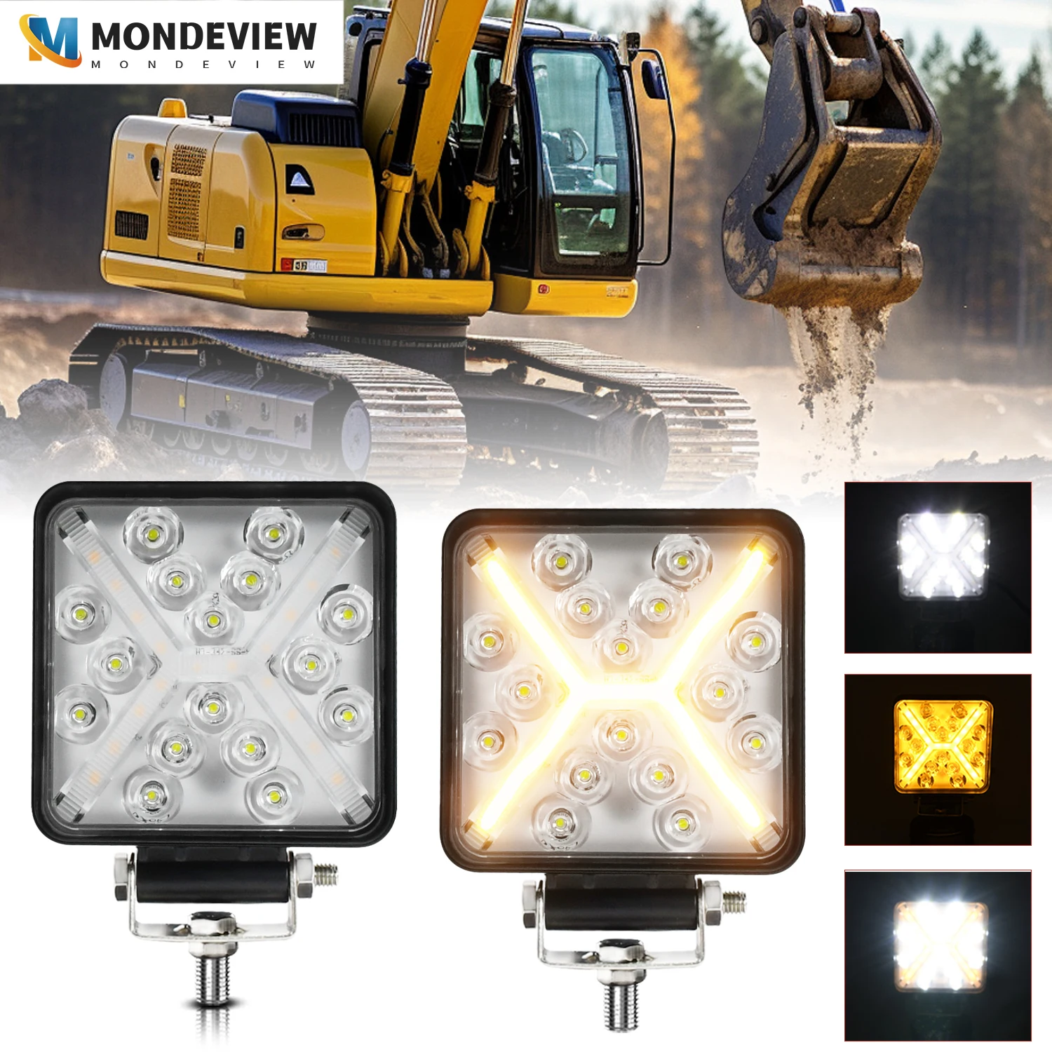 

MONDEVIEW E17 четырехдюймовый рабочий фонарь 6000K 200W дневные ходовые огни подходят для экскаваторов пляжные велосипеды внедорожники