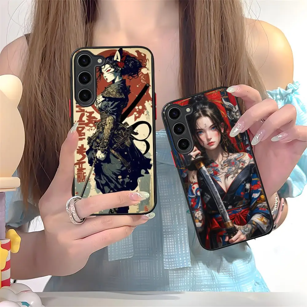 

Retro Tattoo Girl Mobile Phone Case for Samsung Galaxy S25 S24 S23 S22 S21 Plus FE Ultra Colour Silicone Protective Pretty Cover