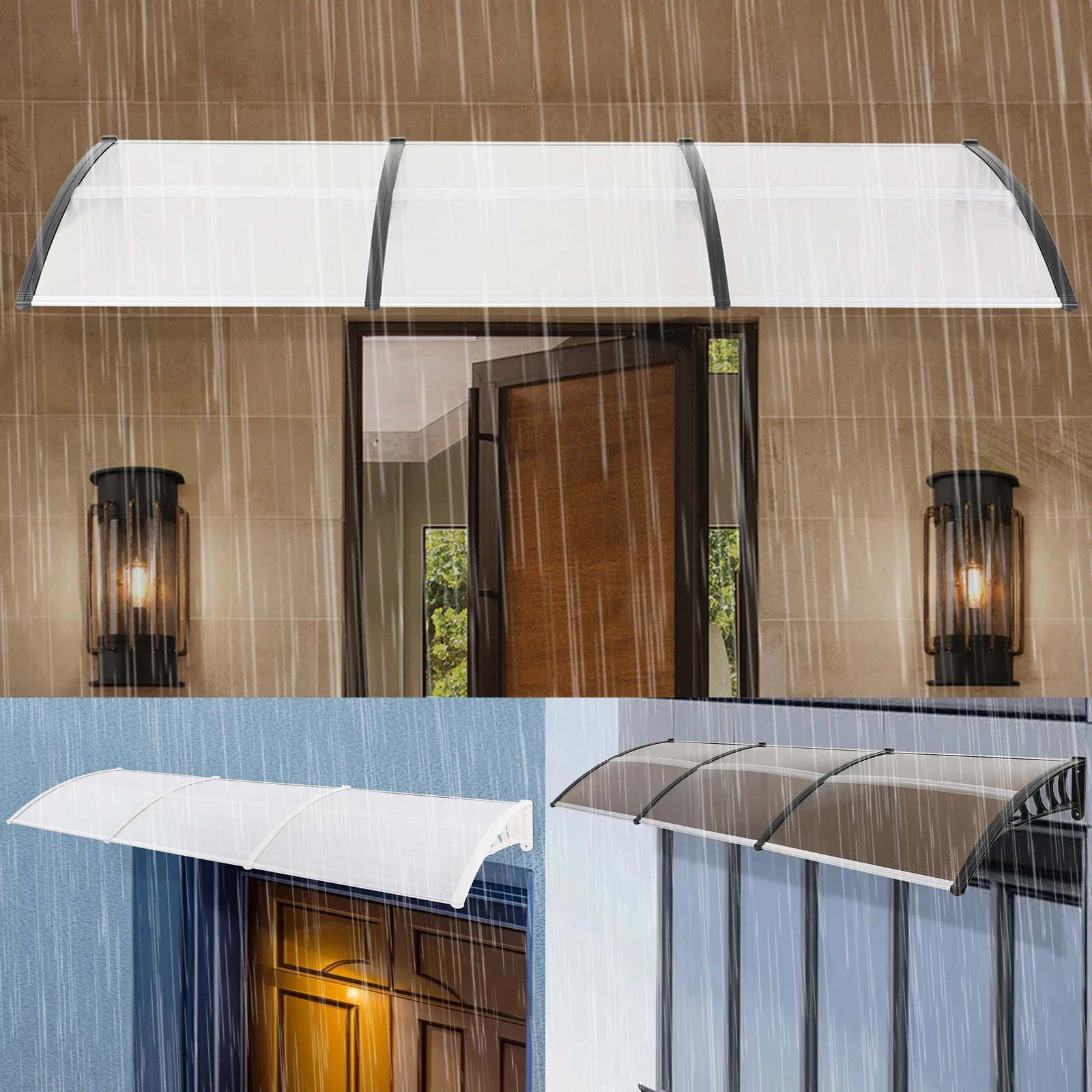 Bogenförmiges Vordach 90x300cm Wandmontiertes Rechteckiges Türvordach mit Schräger Oberfläche Fenstermarkise Minimalistische Balkonabdeckung – Detail 6