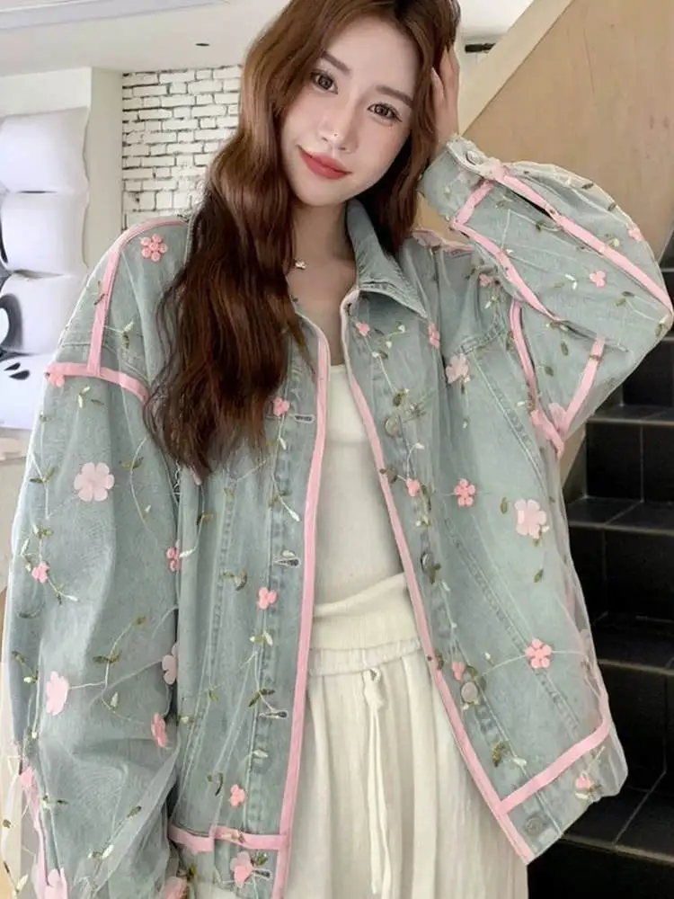 

Модная корейская джинсовая куртка больших размеров (до 300 фунтов) для женщин: осенне-зимняя, свободная, повседневная, универсальная бейсбольная куртка