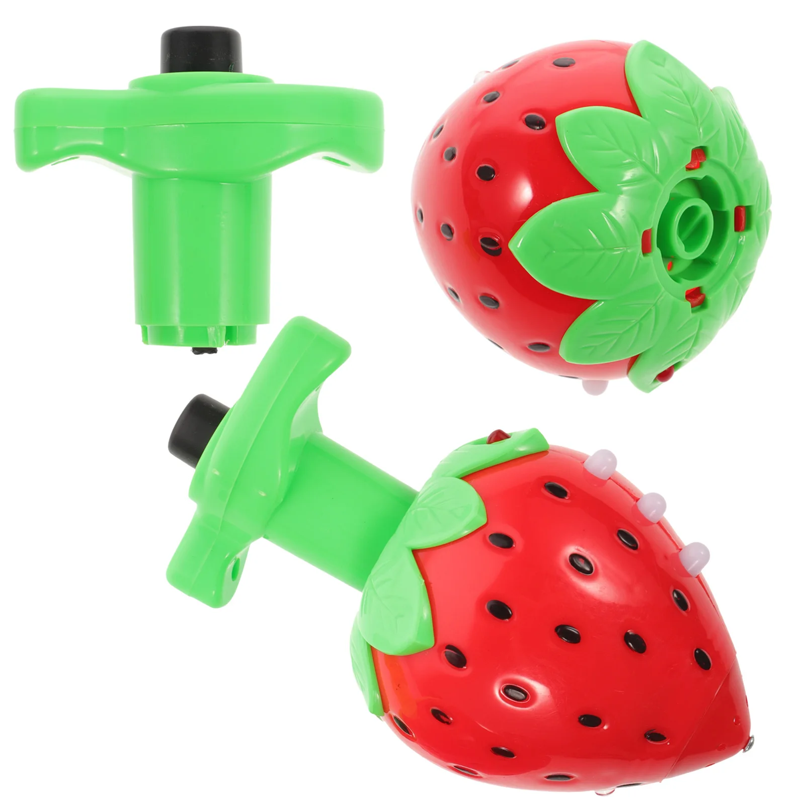 

2pcs Glowing Rotating Strawberry Gyro Toys Kids Plaything Plastic Fun Manual Pressure Spinning Top Luminous Flashing Toy