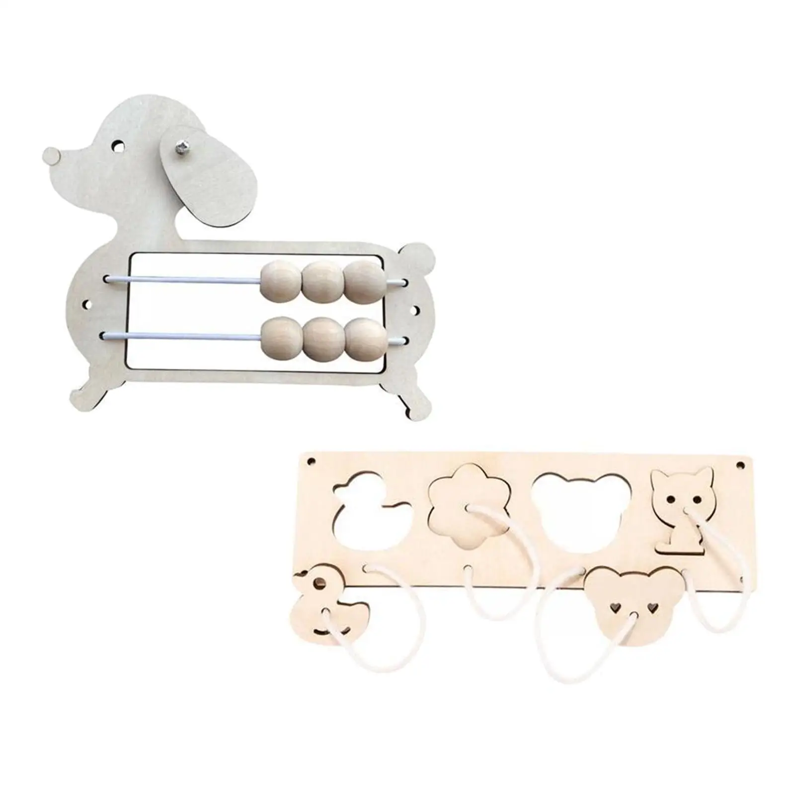 2pieces Wooden Busy Board DIY Accessories for Teaching Educational Sensory Toy