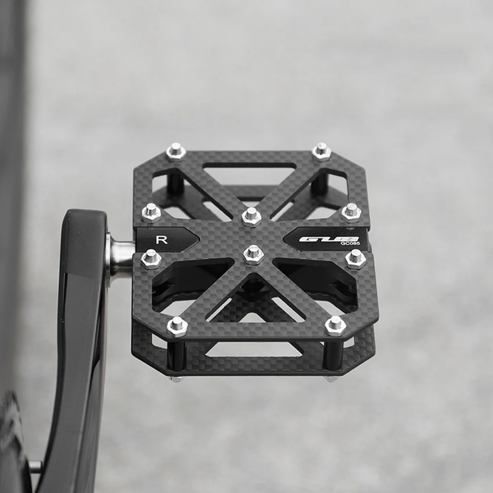 

2 шт. легкие плоские педали из углеродного волокна, велосипедная платформа, педаль, титановая ось, 3 подшипника, педали для горного велосипеда для ночной езды