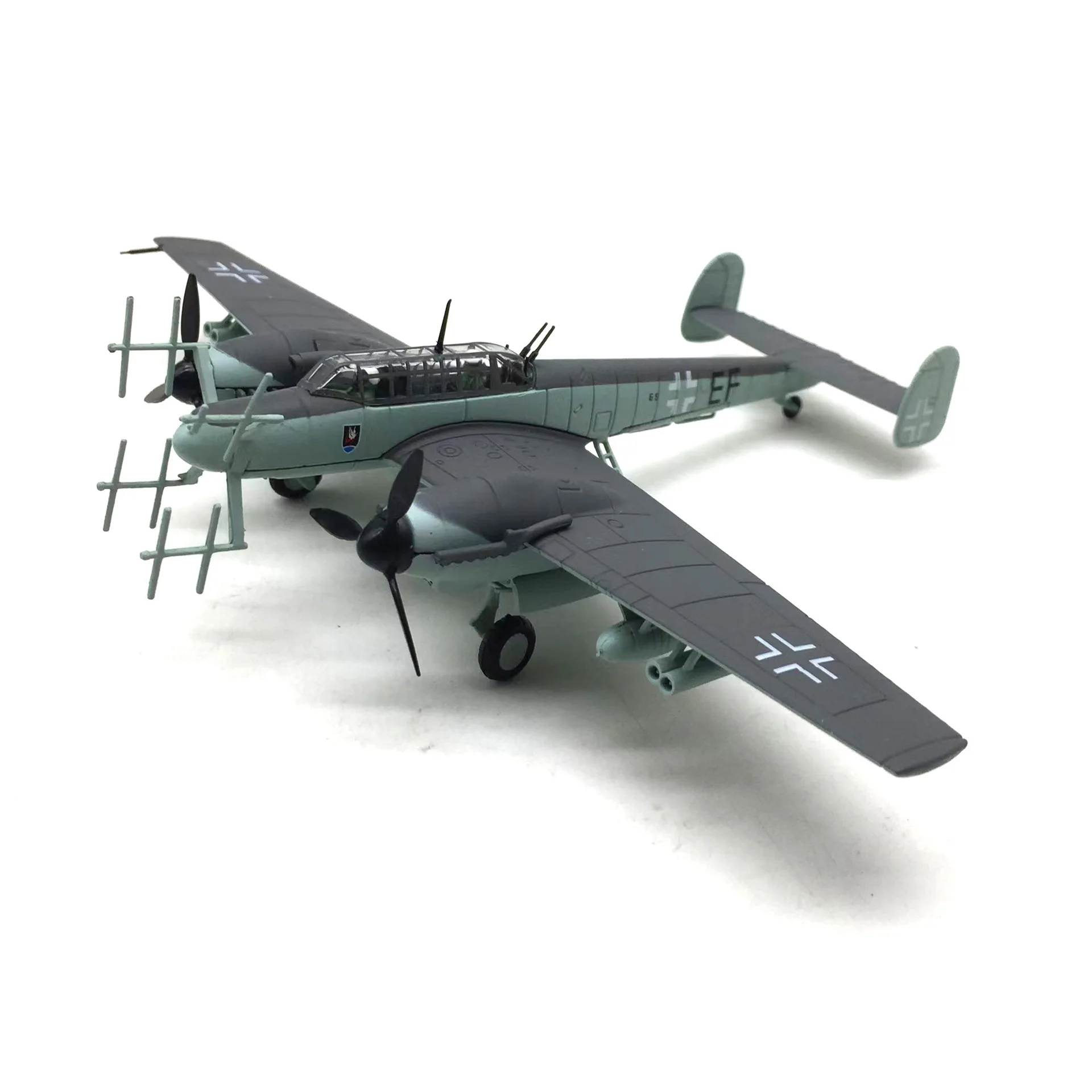 Modele samolotów myśliwskich nocnych Bf-110 G-4 w skali 1/100 z okresu II wojny światowej, zabawki, odlewane z metalu, model wojskowy, ozdoby.
