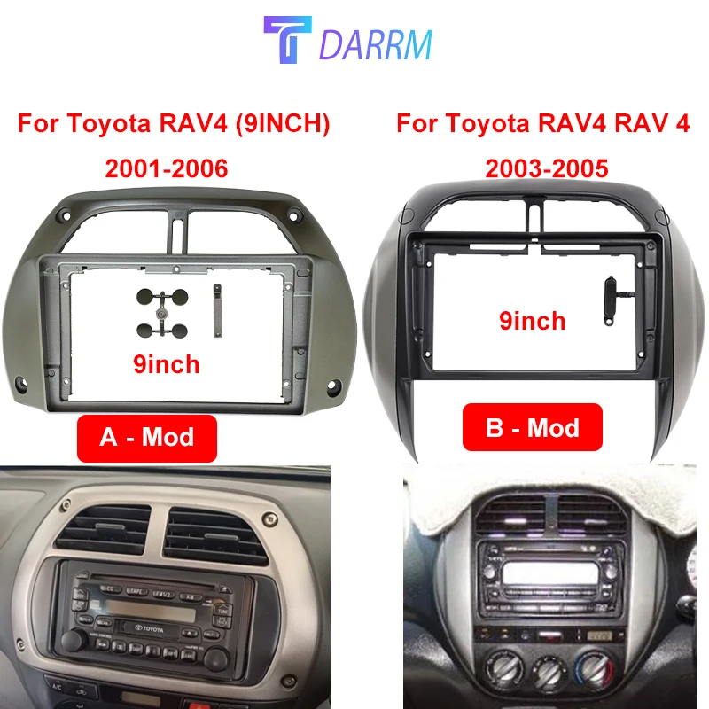 9 INCH Radio Frame For TOYOTA RAV4 2001 2002 2003-2005 2006 Fascia Dash Mount Kit Bezel