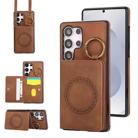 Crossbody Wallet Phone Case for Samsung Galaxy S25 Edge S24 S23 Ultra FE S22 Plus S21 S20 S10 Note 20 Magnetic Ring Flip Cover
