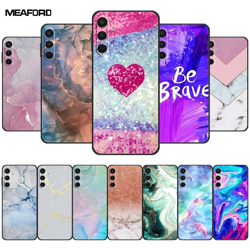 Color Lovely Heart Case For Samsung M55 M35 M05 M15 Coque Soft TPU Silicone Cover Galaxy M 15 55 Luxury Back Phone Shield Etui