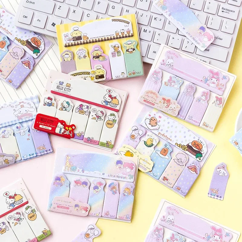 

90Pcs Sanrio Cute Anime Hello Kitty Memo Pad Sticky Notes Office Supply Stationery Index Sticky Notes Notepad Holiday Gifts