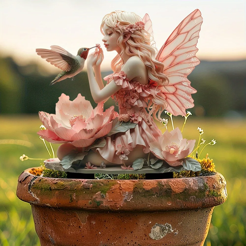 

Angel Wings 2D Acrylic Decorative Ground Pile Props Ground Insertion Christmas Gift Potted Plants Decorative Garden Lawn