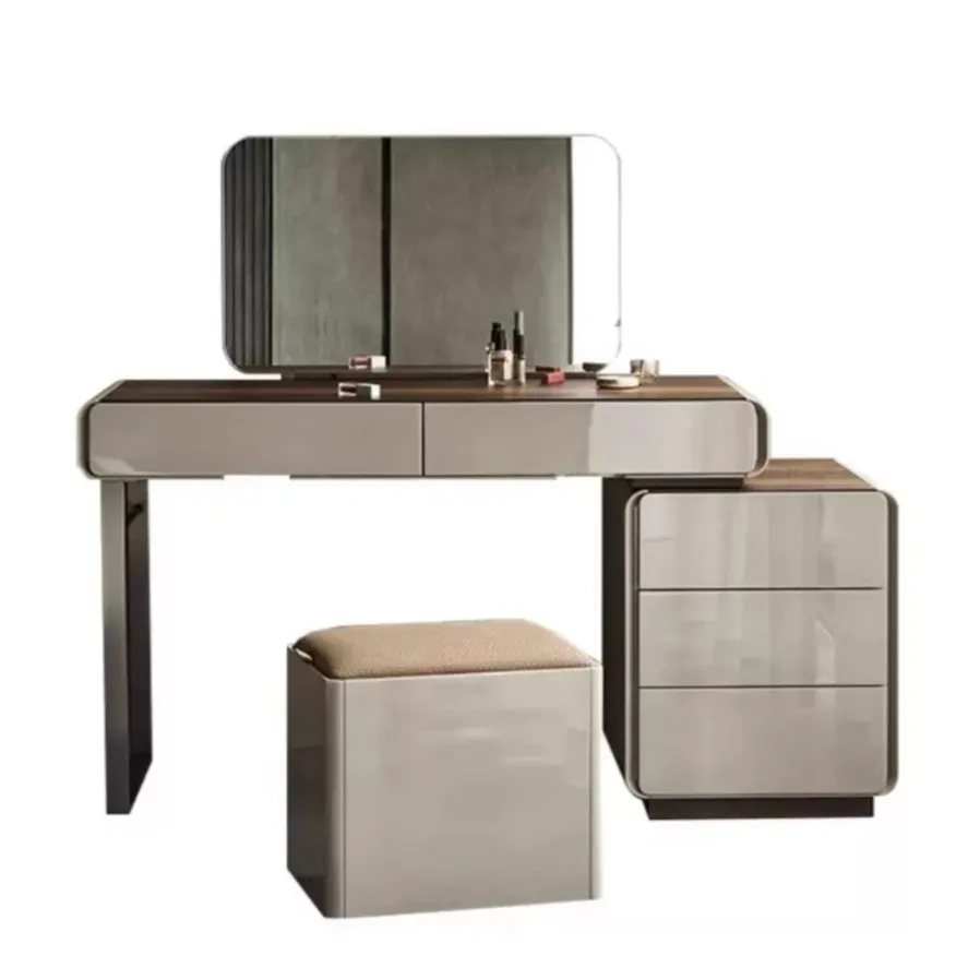 

#High End Solid Wood Dressing Table Smart Lighted Drawers Eco-Friendly Contemporary Classic Modern Style Smoked Plate Home Use