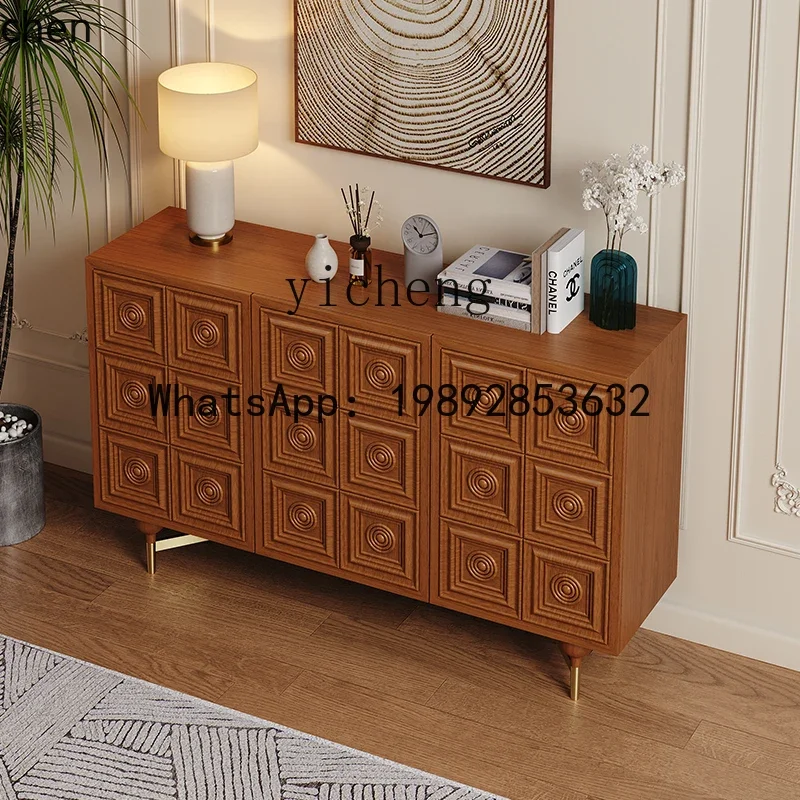 

AB medieval solid wood entrance cabinet locker storage elm decorative cabinet