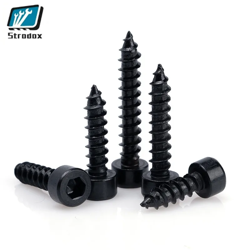 8.8 Grade Black Hexagon Socket Self-tapping Screw Model Audio Screw M5M6 Series 200 Pieces Of Deep Thread Smooth