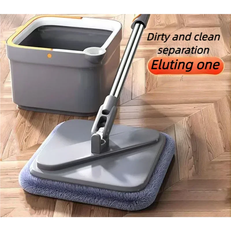 Lazy Floor Floating Mop Microfiber Spin Mop & Bucket Floor Clean with 3 Extra Refills Mop Sewage Separation Mop Free-Hand Wash