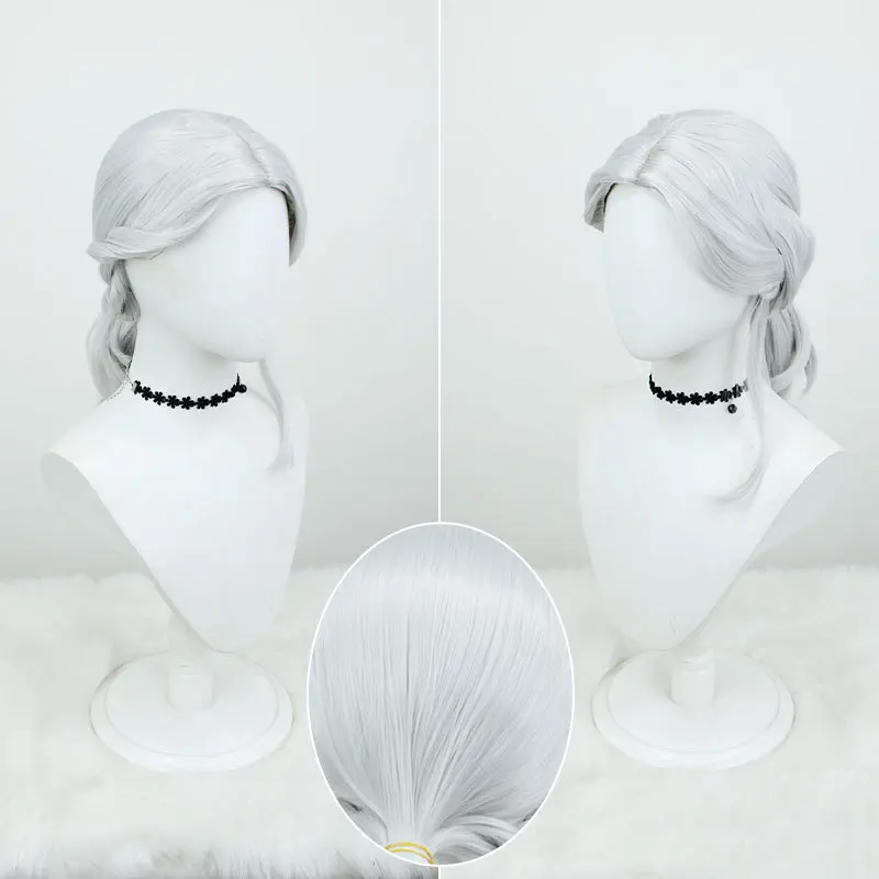 لعبة الهوية الخامس شعر مستعار تأثيري الشعر الاصطناعية مصور جوزيف شعر مستعار ذيل حصان فضي أبيض تأثيري الباروكات #3