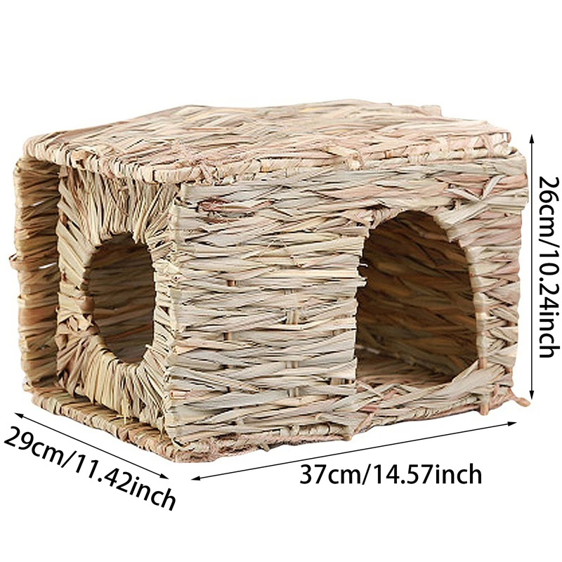 Foldable Woven Rabbit Cages Pets Hamster Bunny Grass Chew Toy Mat House Bed Nests For Small Animal Rabbit Accessories 2024