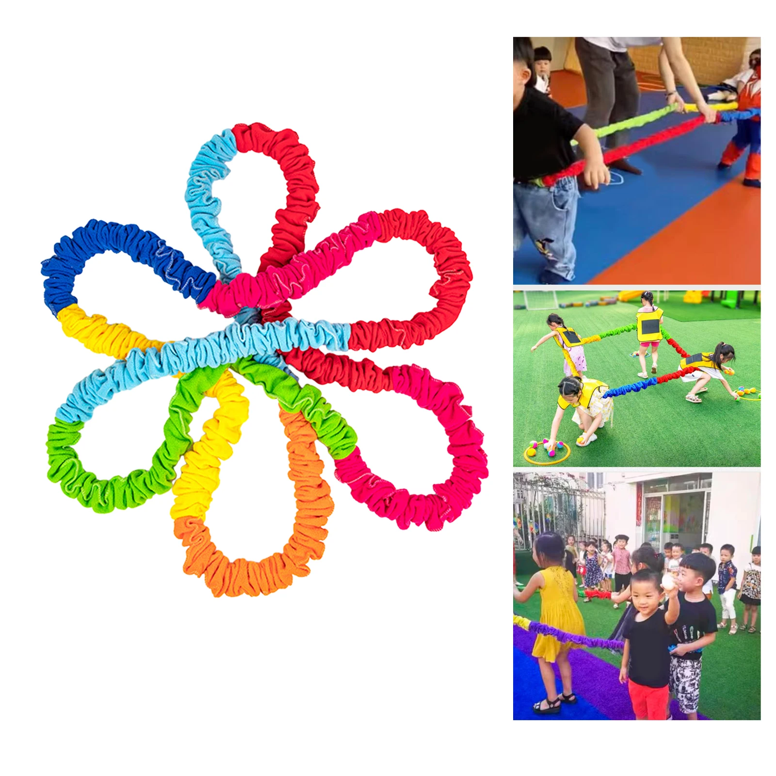 Cooperative Stretch Rope Kids Dynamic Movement Exercise Prop Resistance Band Elastic Fleece Cooperative Stretchy Band Rubber