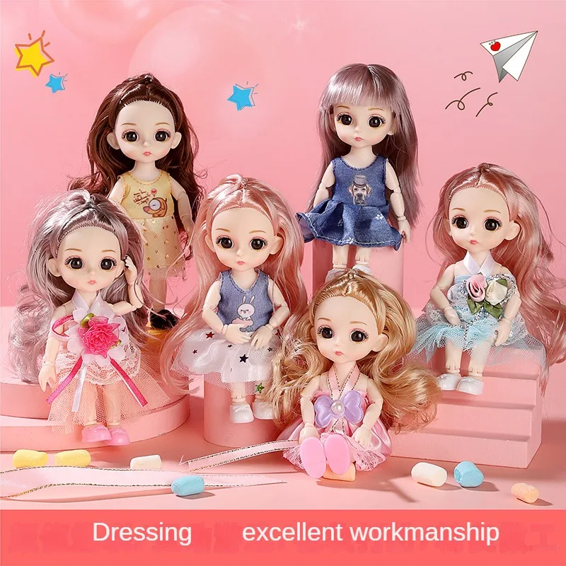 17cm Cross Dress Doll Cute Beautiful Fashion Simulation Princess Girl Ajustable Clothes Pretend Play House Kids Birthday Gift