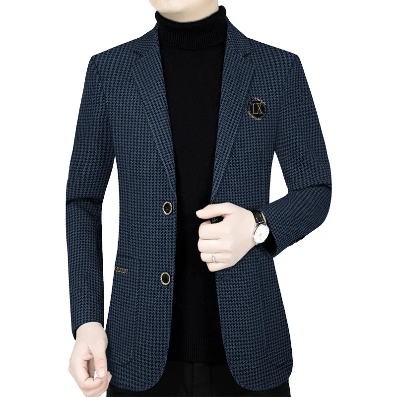 Men Plaid Business Blazers Jackets New Male Casual Suits Coats High Quality Man Spring Slim Blazers Jackets Suits Coats Size 4XL