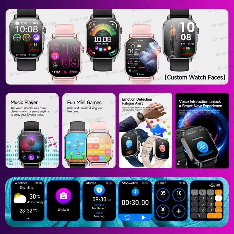 2026 Original Women Health Accurate Diagnosis Smart Watch ECG+HRV BP Blood Oxygen Uric Acid Heart Rate Bluetooth Call Smartwatch gallery 5