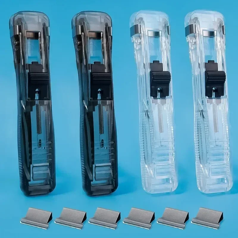 Hand Paper Clipper Metal Stapler Paper Clips For Document Binding Stapler File Office School Student Stationery Not Damage Paper