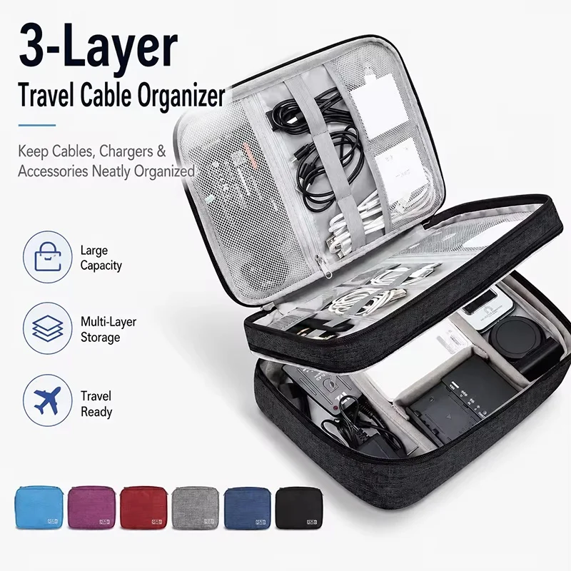 Travel Cable Storage Bag Portable Digital Storage Pouch Waterproof Electronic Accessories Storage Bag Travel Cable Organizer Bag