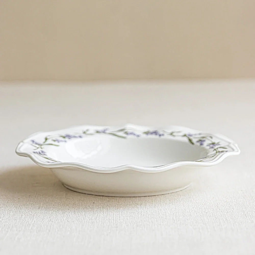 French Style Floral Ceramic Plate Delicate Porcelain Restaurant Homehold Dinnerware Fruit Vegetable Salad Pasta Dessert Plates
