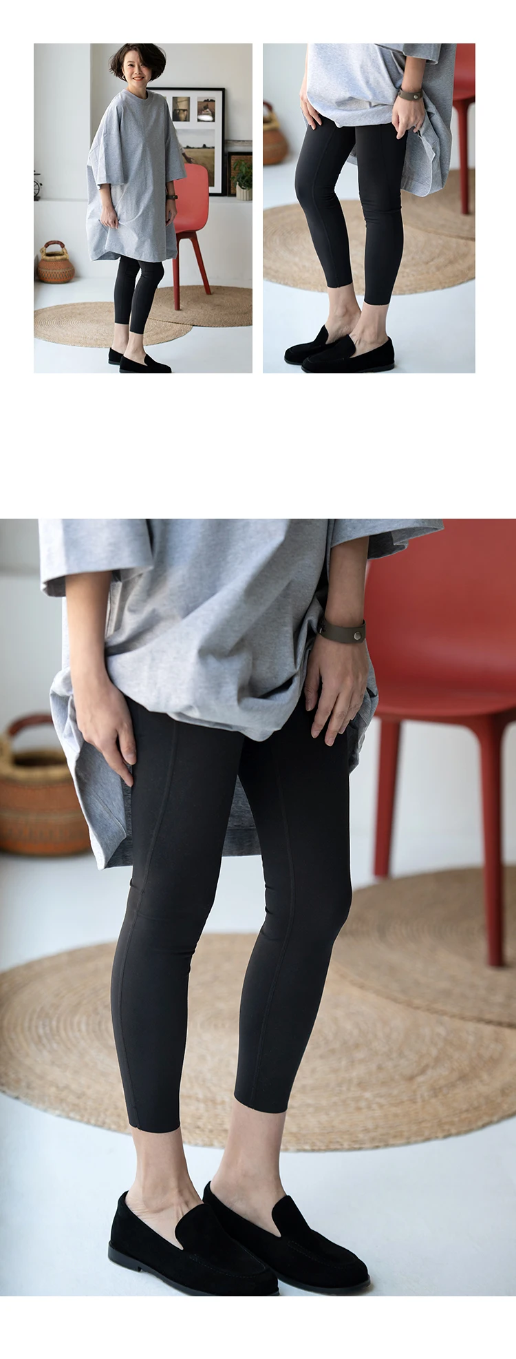K17009 Comfortable Elastic Slim-Fit Leggings with Hidden Pockets and Wide Waistband for Tummy Control, Suitable for Women to Wear in All Seasons