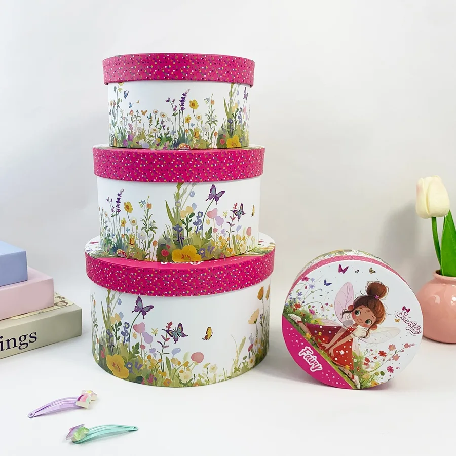 

4Pcs Princess Birthday Gift Box With Lid Rose Flower Box Valentine's Day Florist Present Party Packaging Box Candy Boxes S011