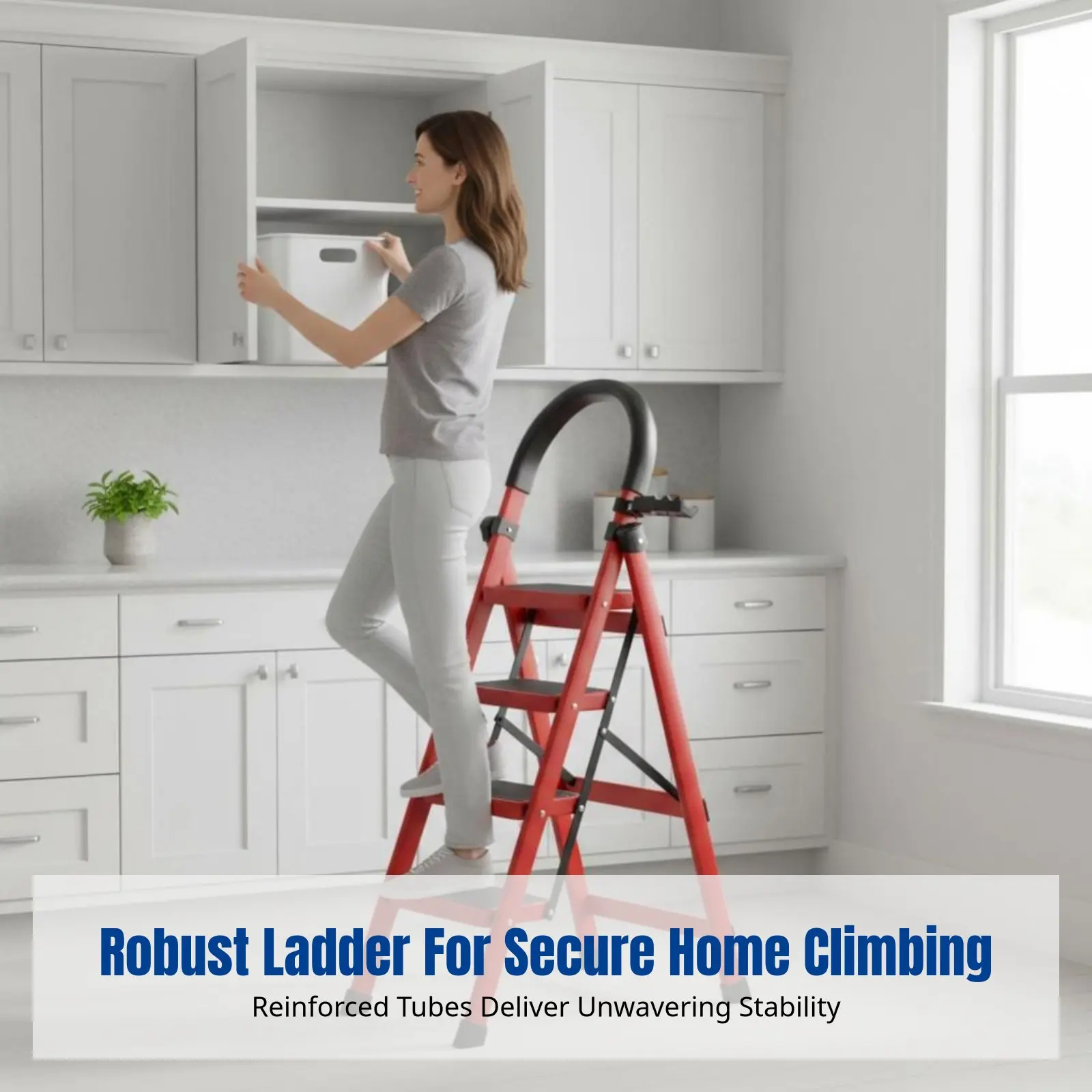家庭用折りたたみはしご、多機能ステップラダー、厚い鉄製フレーム、安全ロック、ポータブル