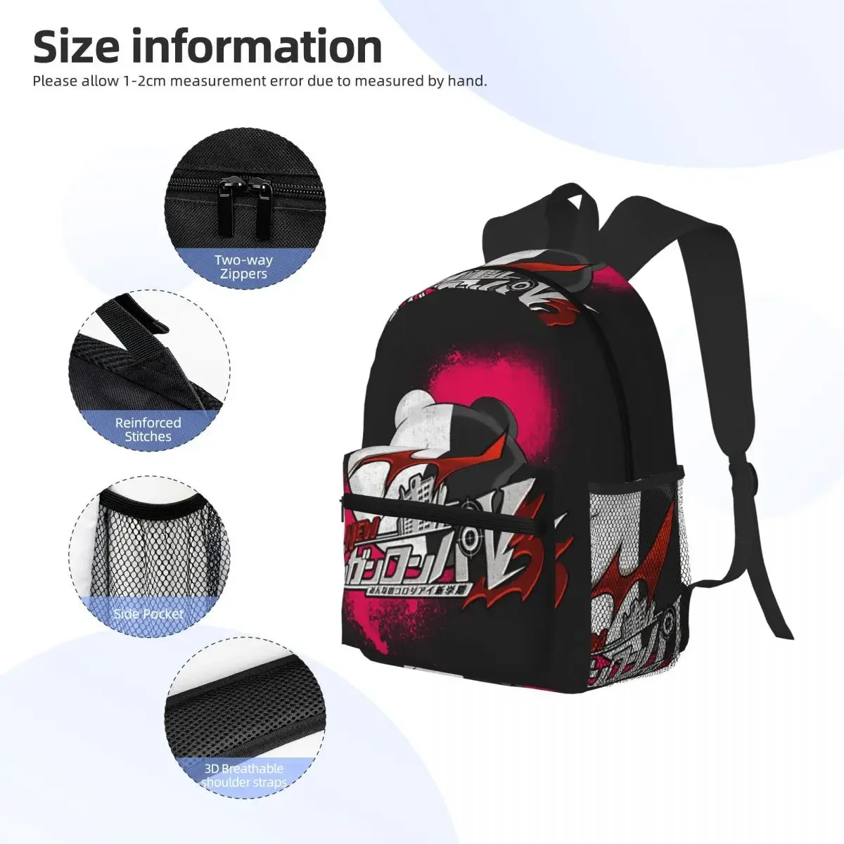 Mochila escolar de anime japonés Danganronpa Monokuma, mochila de viaje para senderismo, mochila de moda para hombres y mujeres, bolsos de hombro