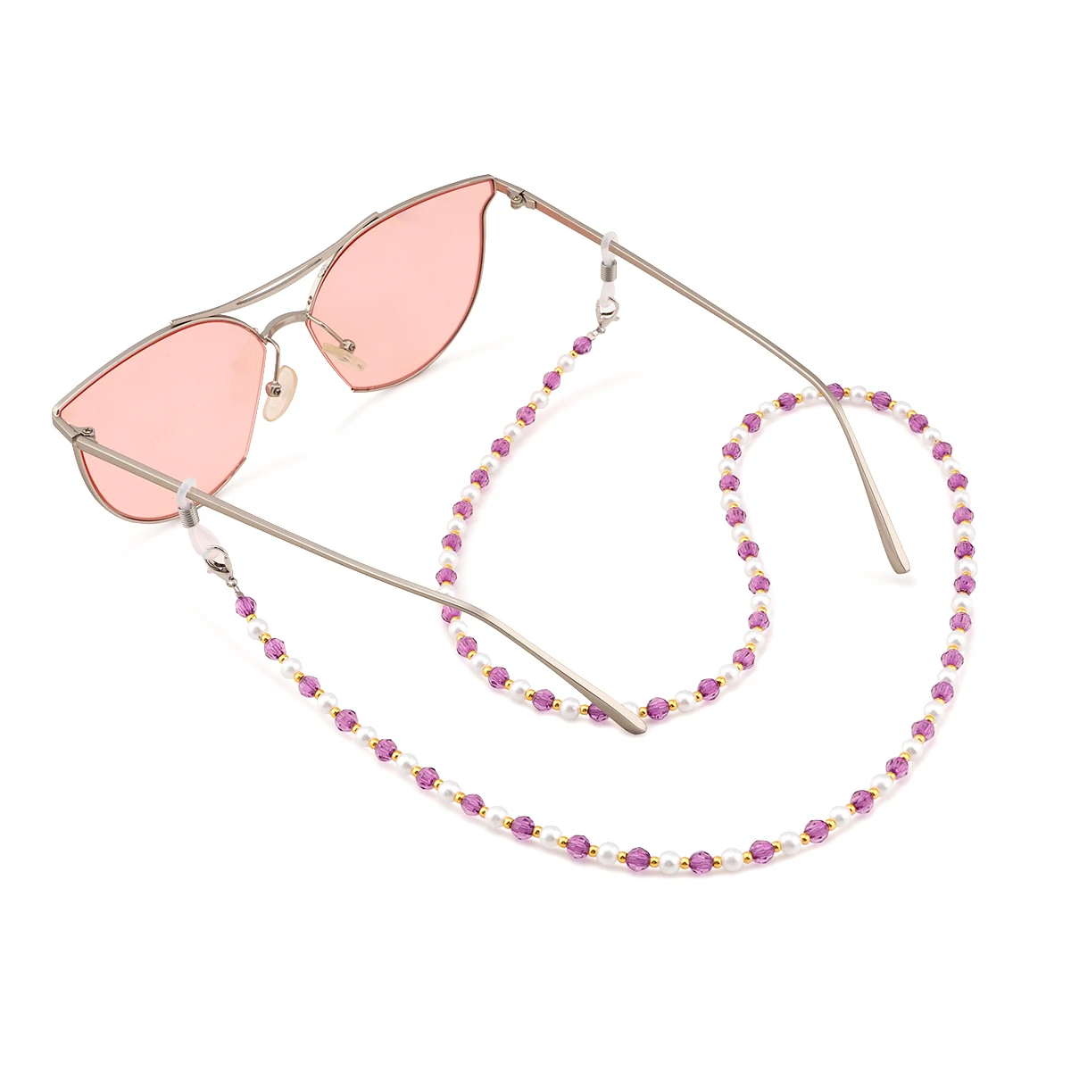 Retro-Sonnenbrille mit Perlenkette für Männer und Frauen; wählen Sie aus neun Farben; trägen Sie ihn um Ihren Hals.