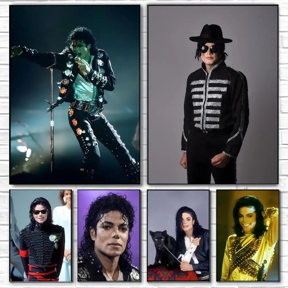 Celebrity M-Michael J-Jackson Poster  Self-adhesive Art Waterproof Paper Sticker Coffee House Bar Room Wall Decor