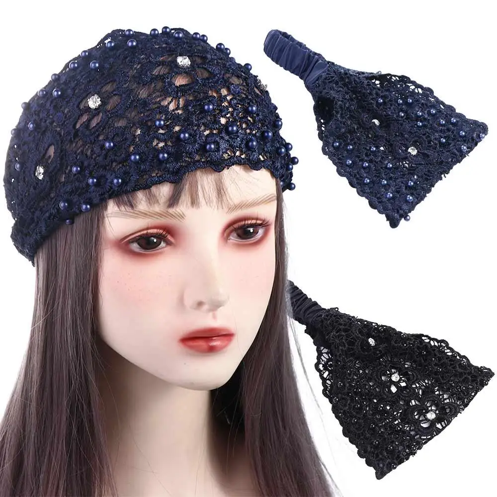 Cover Wash Face Wide Side For Girls Pearl Flower Makeup Korean Style Headband Lace Hair Hoop Women Hairband Hair Accessories