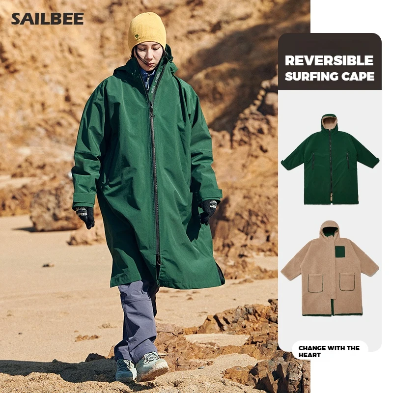 

Утепленный зимний теплый халат для серфинга, кашемировое полотенце из микрофибры, ветрозащитное банное пончо с капюшоном для детей и взрослых