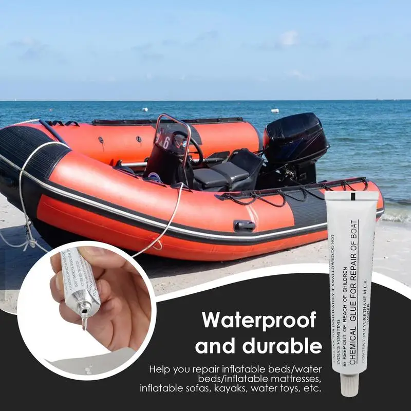 Colla per riparazione barche in PVC 30ml colla adesiva per gommone strumento di riparazione a lunga durata per zattera per Kayak per gommone con cuscino d'aria