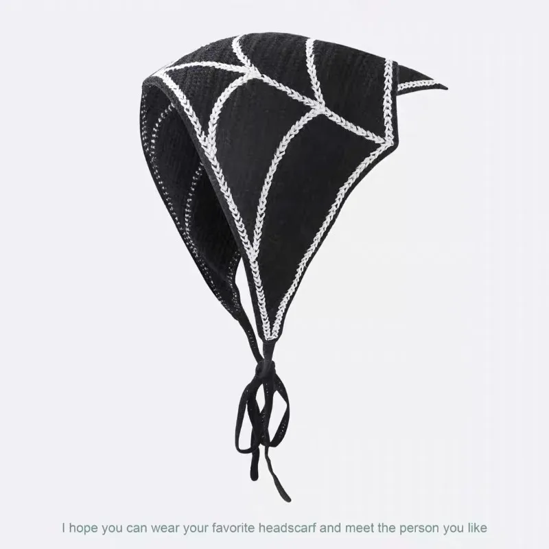 

New Bat Halloween Bag Headscarf Hat Knitted Cotton Triangle Scarf Headband Creative Headgear Women
