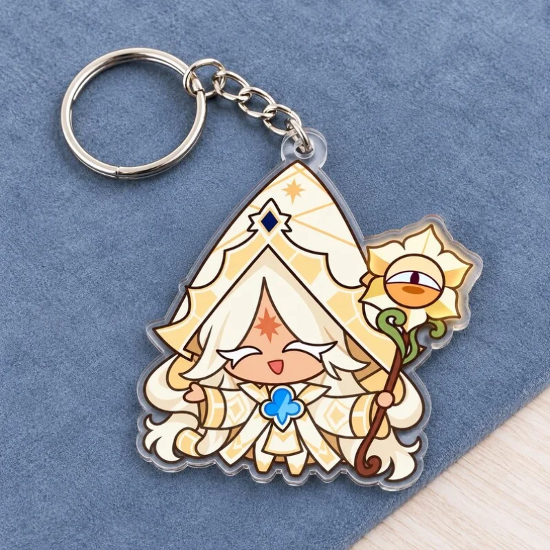 for Cookie Run Kingdom Game New Peripheral White Lily Dark Cacao Pure Vanilla Acrylic Keychain Backpack Pendant Exquisite Gift