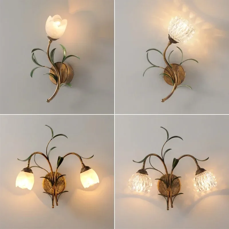 American background wall wall lamp wrought iron creative personality bedside stairs aisle entrance corridor Nordic mirror headla