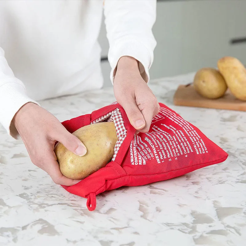 Microwave Potato Bag Reusable Express Microwave Potato Cooker Bag Baked Potato Cooker Perfect Potatoes 4 Minutes Red Baked Pouch