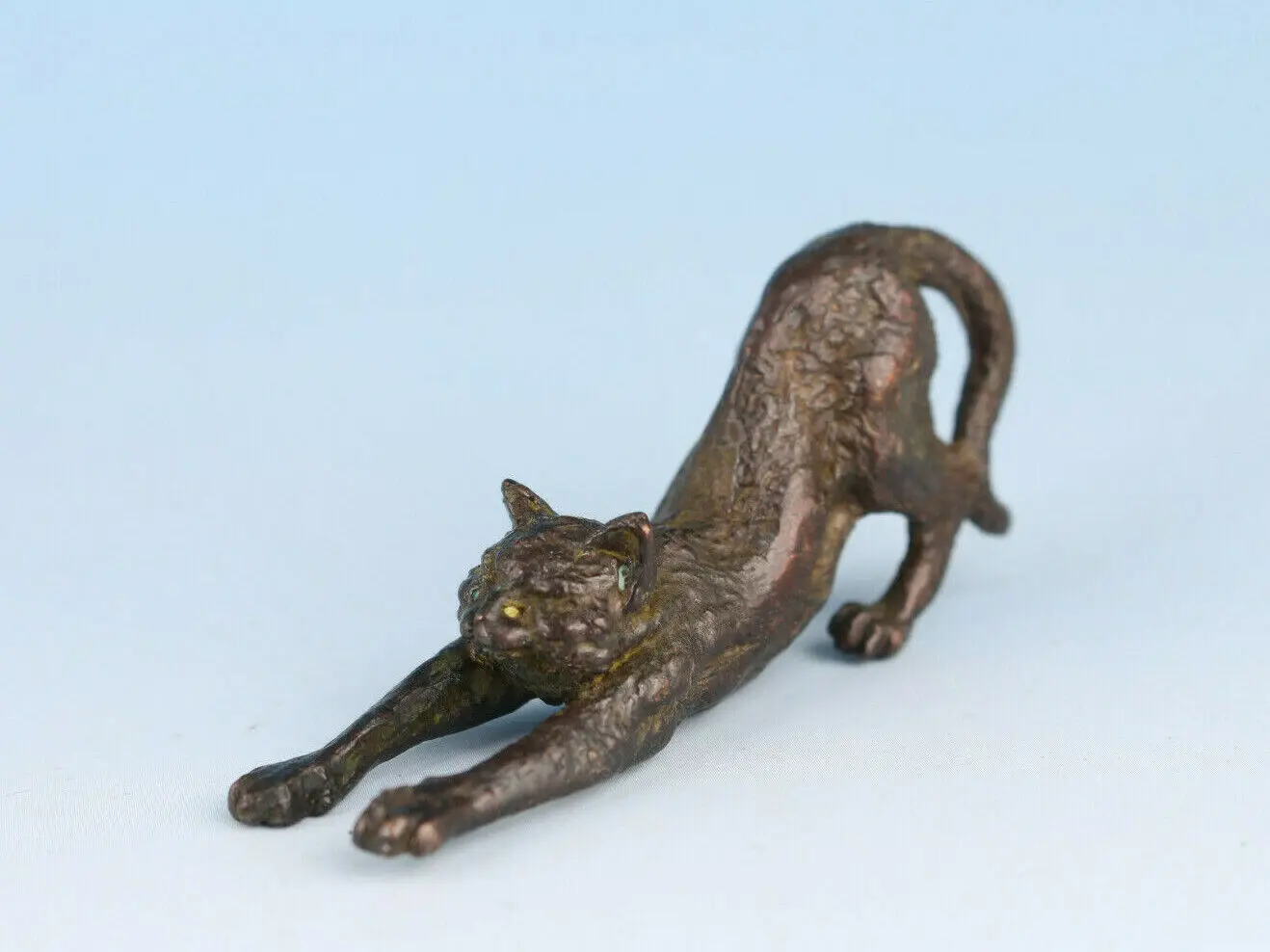 Rare chinese old blessing fengshui cat statue netsuke collectable tea pet
