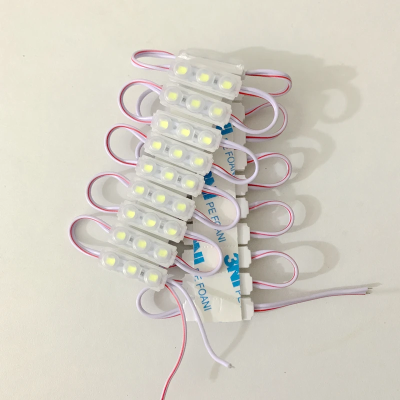 1000 قطعة 2835 وحدة led صغيرة بالجملة DC12V وحدة حقن 0.9 واط 3led أبيض بارد مقاوم للماء مع عدسة 29*9 مللي متر الخلفية