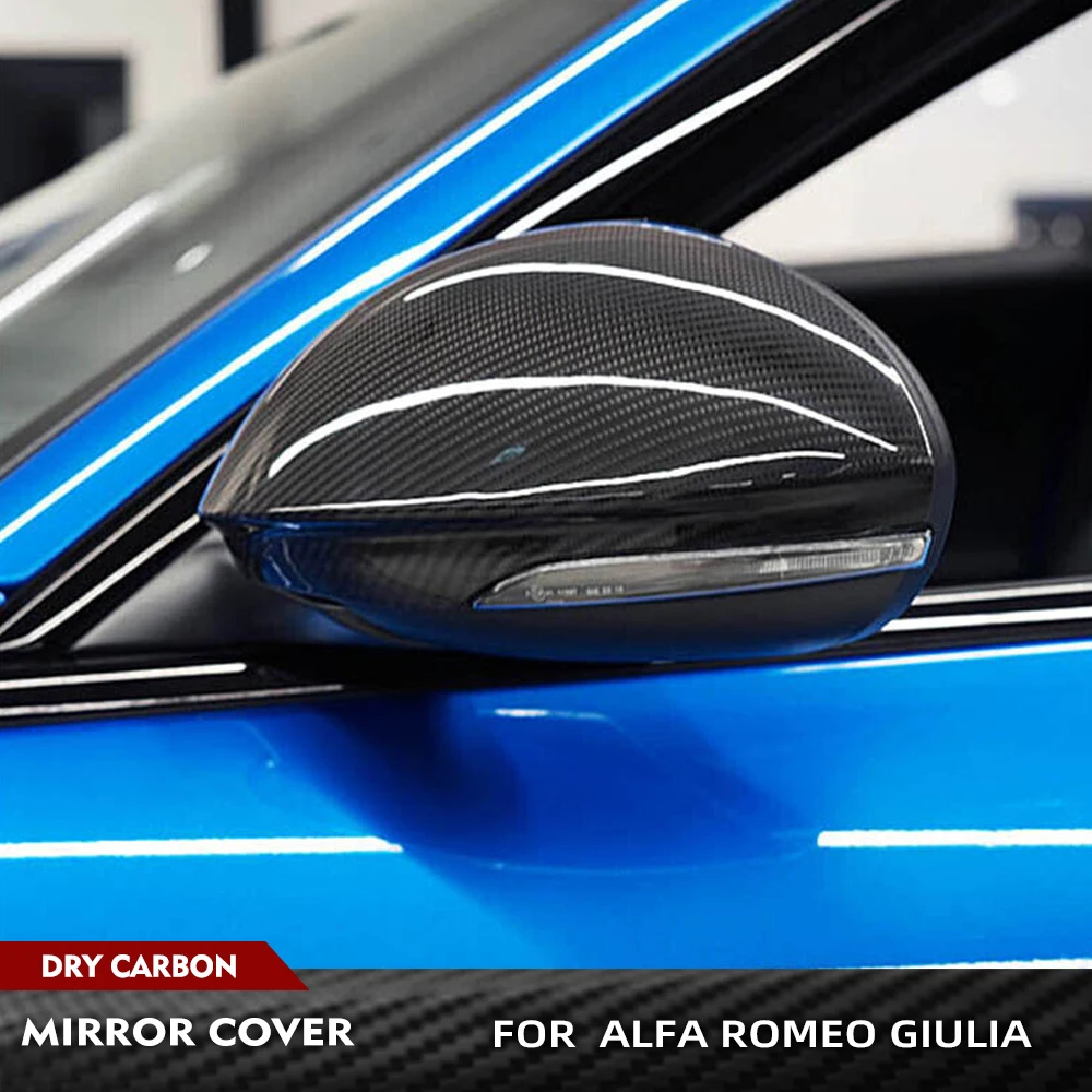 

For Alfa Romeo Giulia 2015 - 2018 Dry Carbon Fiber Car Rear View Mirror Covers Caps Car Rear Side Mirror Caps Covers Shell Case