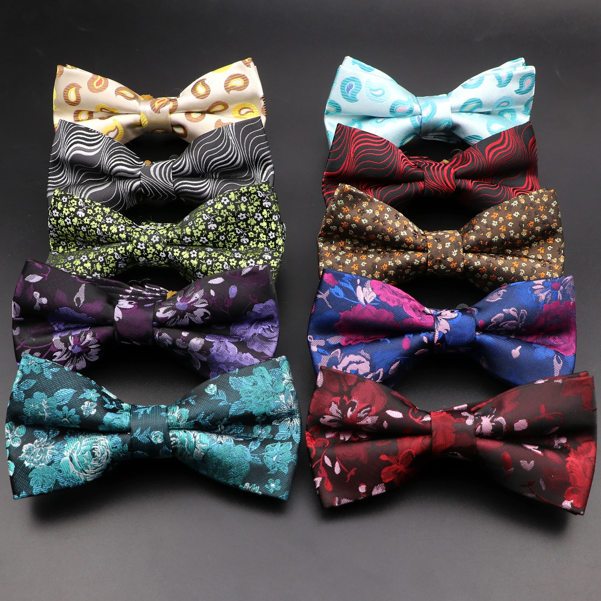 Men Floral Polyester Bowtie Fireworks Wave Meteor Knot Cravat Tuxedo Wedding Butterfly Blue Red Groom Party Casual Bow Tie Gift