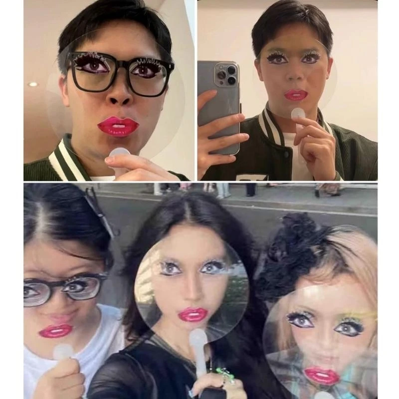 Creative Abstract Pattern Plastic Hand Fan With Red Lips Print For Concerts Parties And Summer Cooling Party Photo Props - Image 2